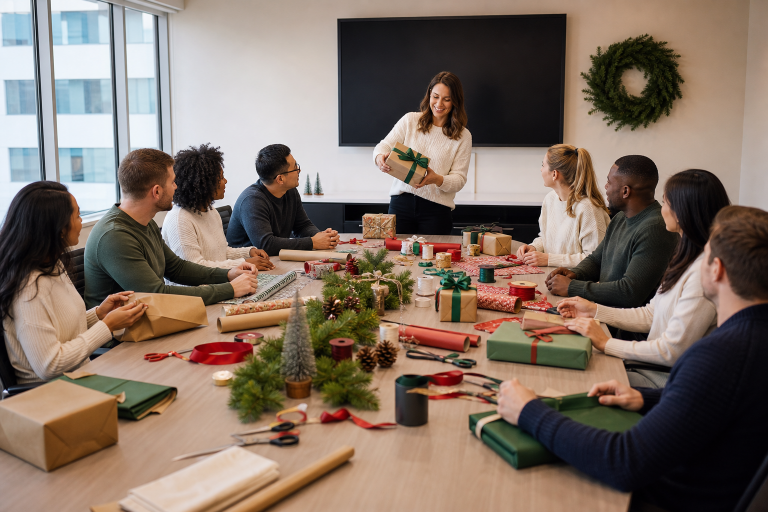 Corporate Workshop Teaching Christmas Gift Wrapping